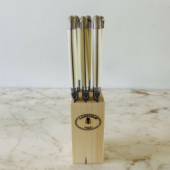 LAGUIOLE Jean Dubost Steak Knives Ivory Handles Set Of 6 - Thiers, France - Picture 5 of 8